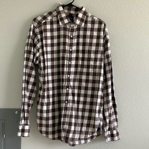 Rodd and Gunn brown and white checkered button down shirt size large